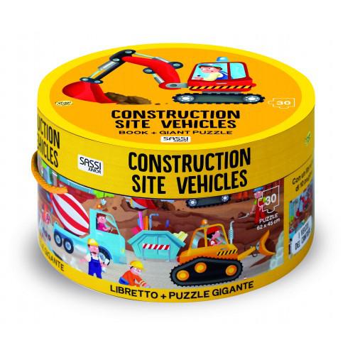 Sassi Book and Giant Puzzle - Construction, 30 pcs