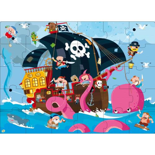 Sassi Book and Giant Puzzle - Pirates, 30 pcs