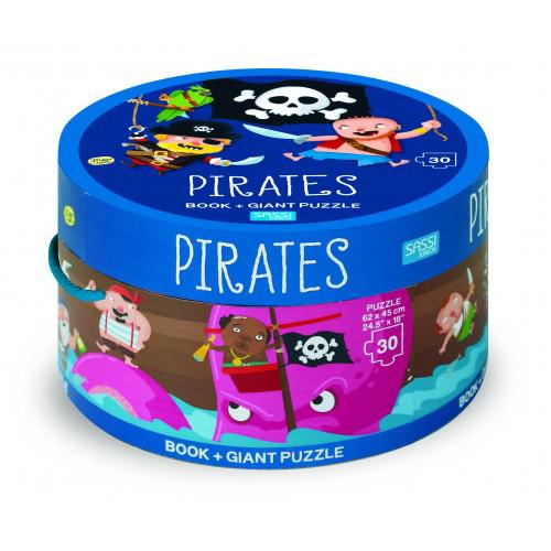 Sassi Book and Giant Puzzle - Pirates, 30 pcs