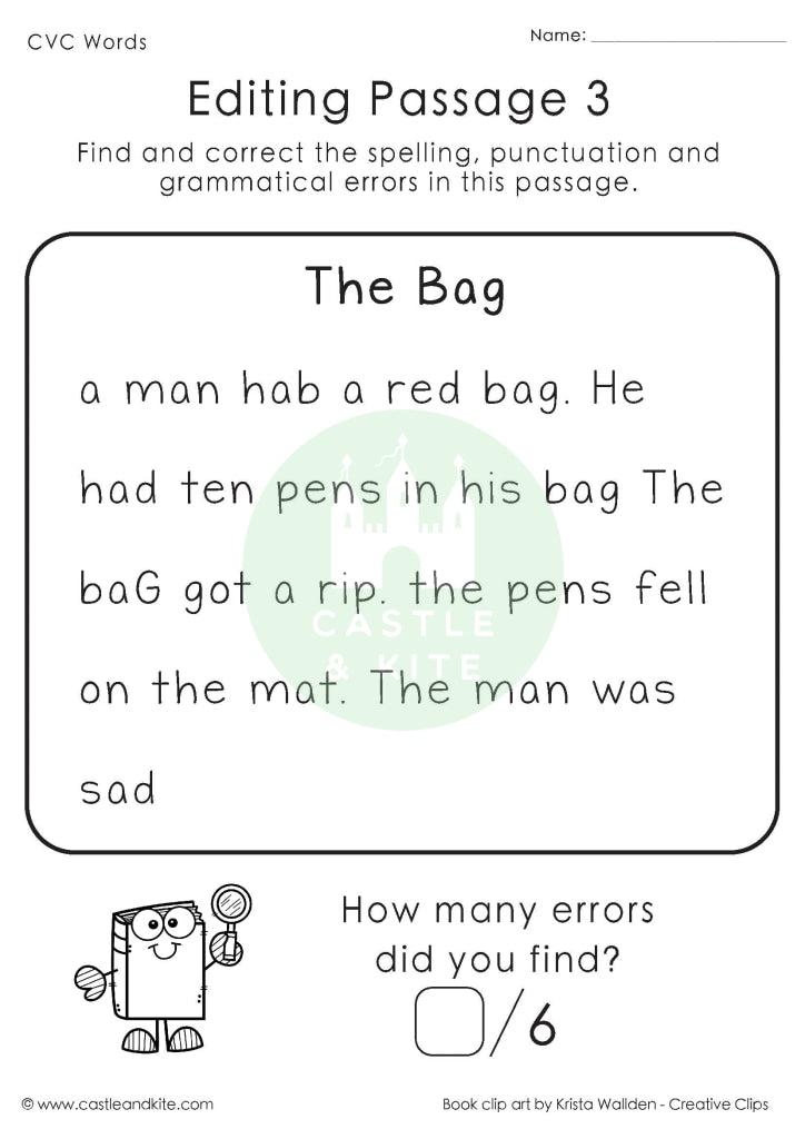 Cvc Editing Passages Teaching Resource