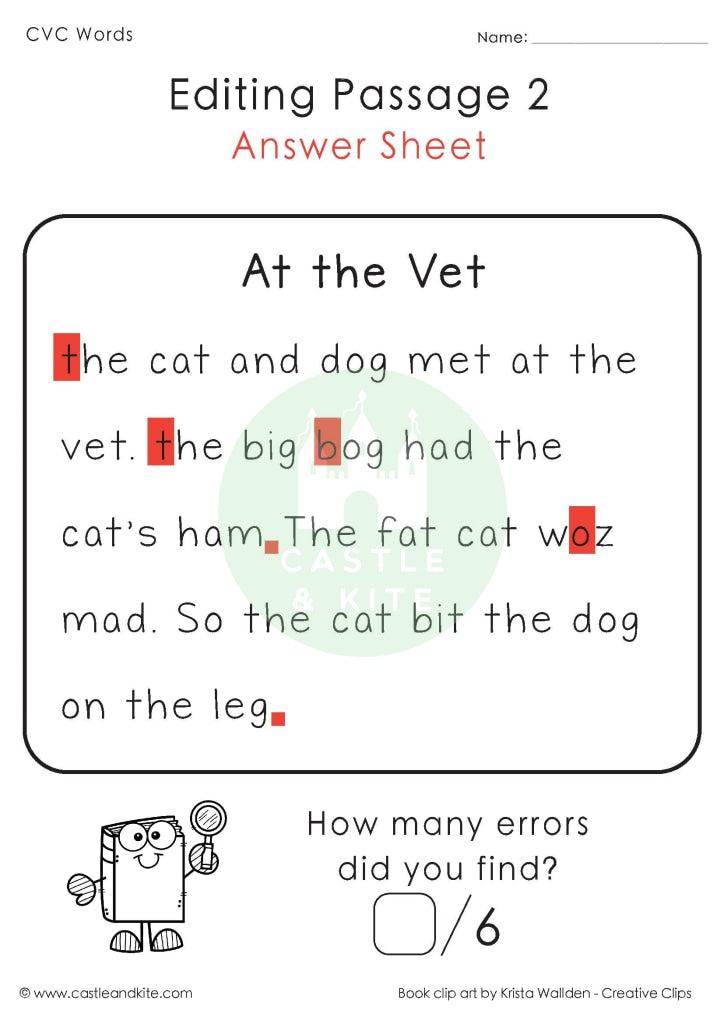 Cvc Editing Passages Teaching Resource