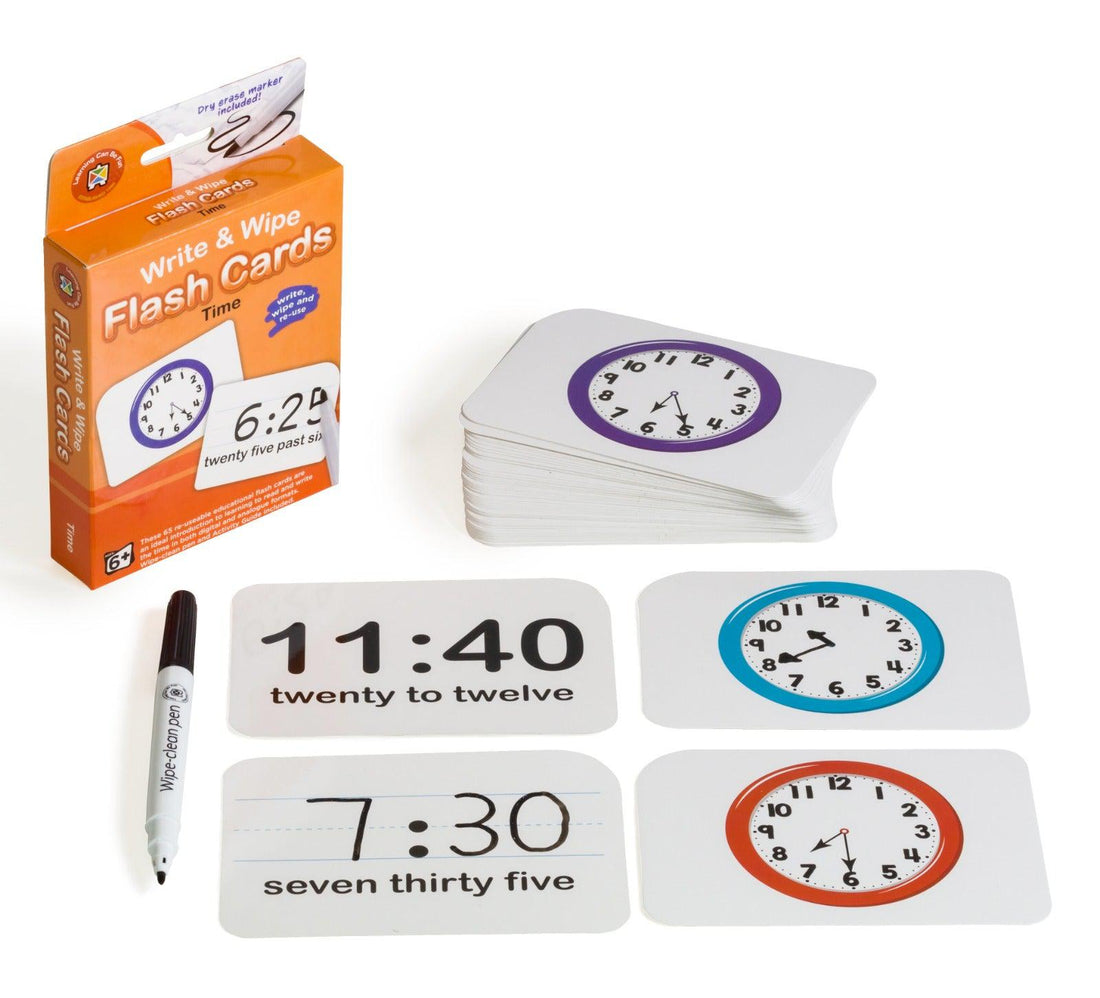 Write & Wipe Time Flash Cards