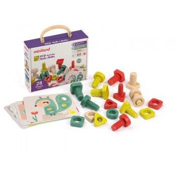Miniland Aptitude Eco Activity Nuts and Bolts, 28 pcs