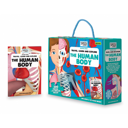 Sassi Travel, Learn and Explore - Puzzle and Book Set - The Human Body, 205 pcs