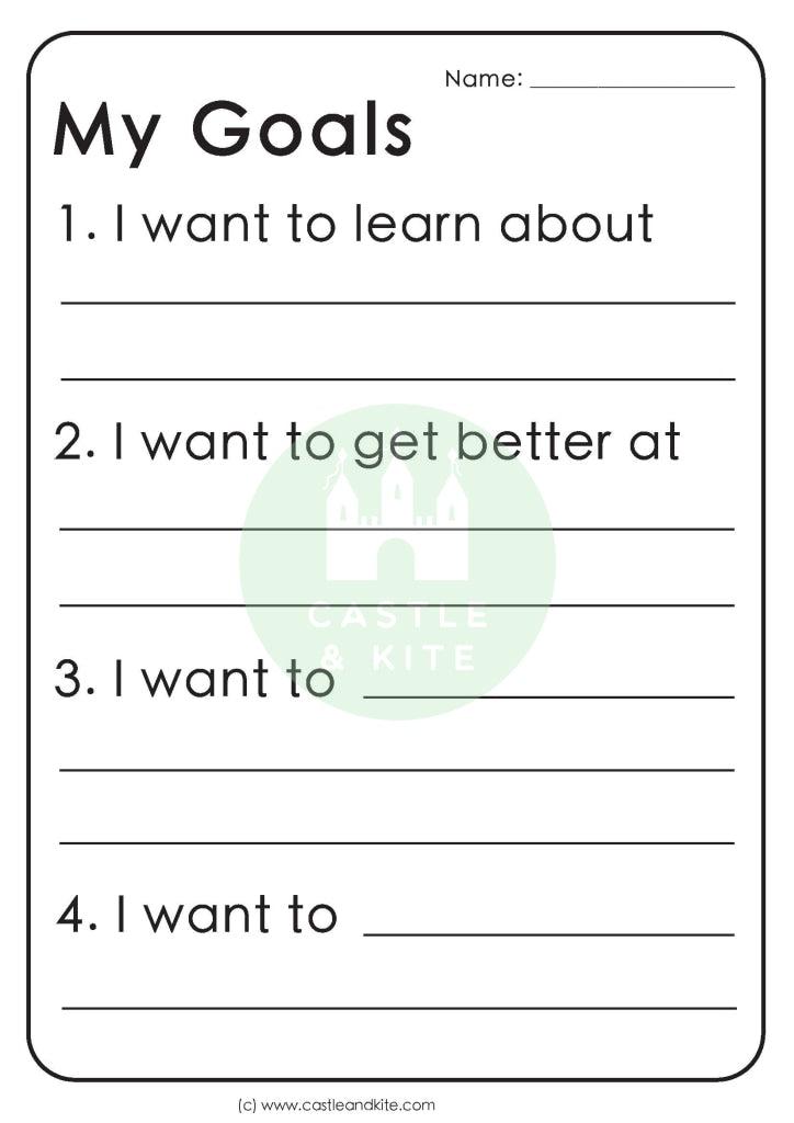 My Goals Worksheets Teaching Resource